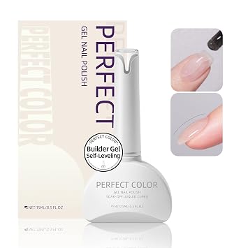 PERFECT COLOR Clear Builder Gel 15ml, Self-Leveling for Natural Nails
