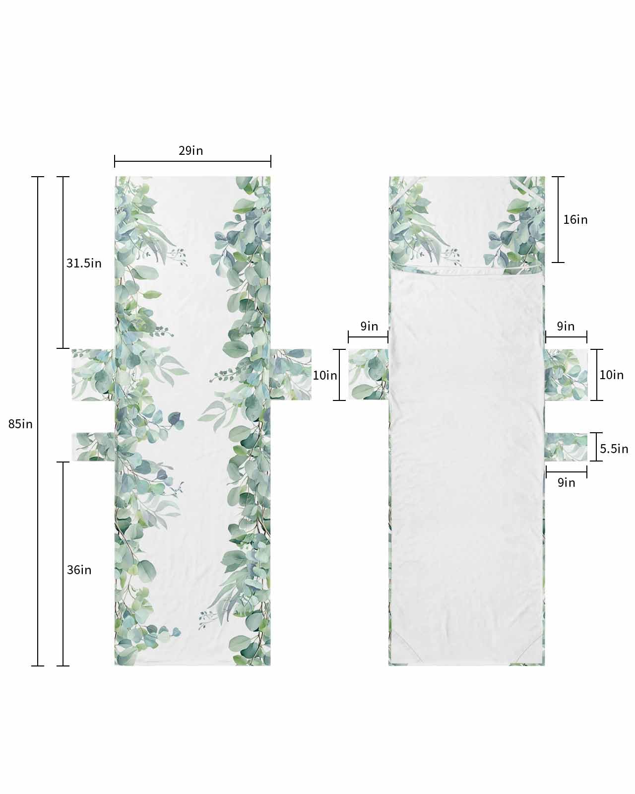 Teal Botanical Beach Lounge Chair Towel Cover, Soft Chaise Lounge Towel with Side Pockets Patio Pool Chairs Cover for Beach/Pool Sunbathing 29x85 Spring Floral Summer Eucalyptus Leaf