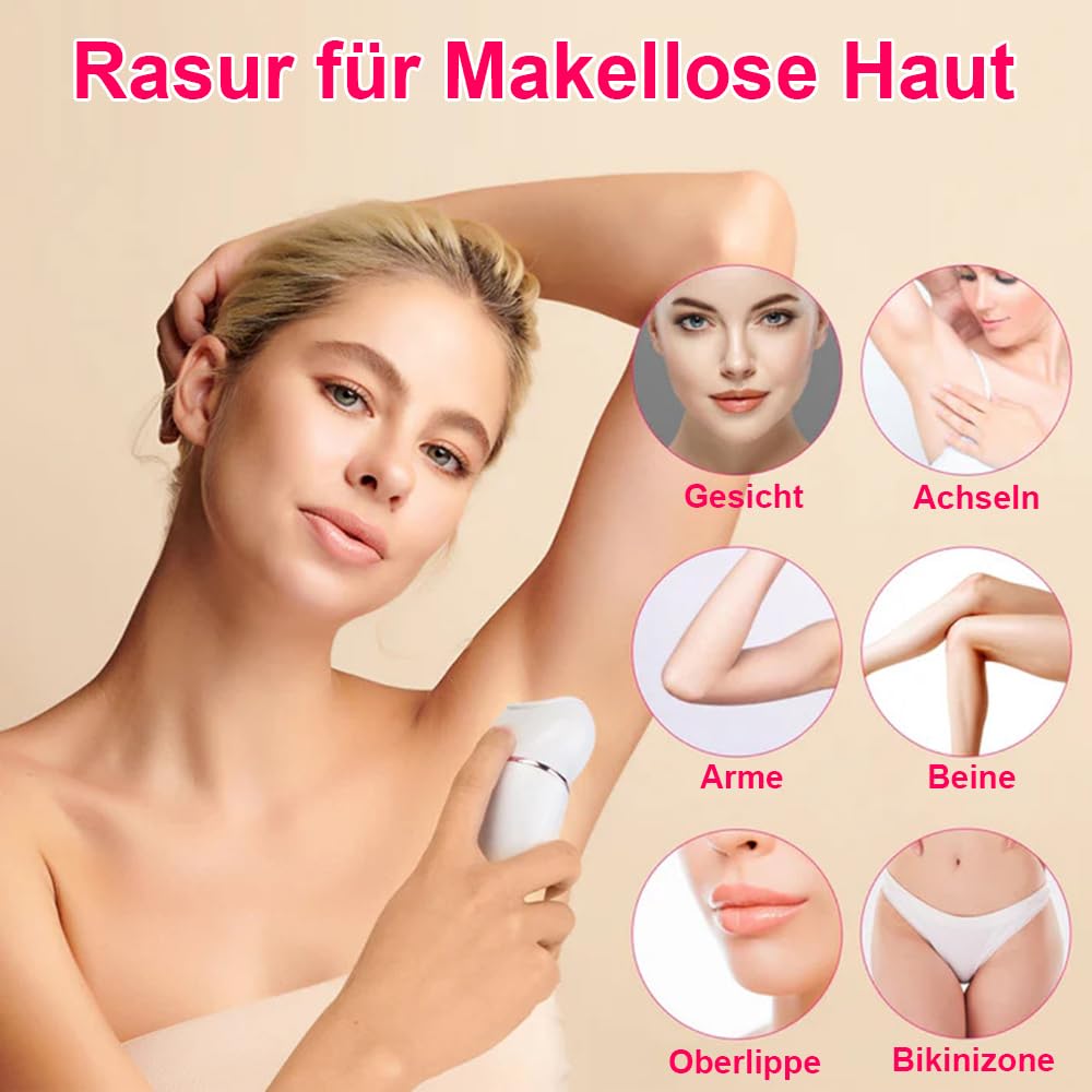 osmo-s epiluxe epilierer Haarentferner mit 6 Zubehörteilen – kabelloser Epilierer für glatte Haut, für trockene & nasse Anwendung