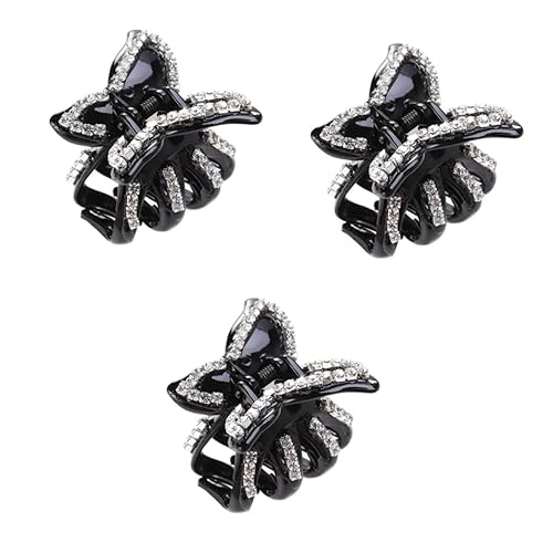 Amosfun 3 pinzas para el pelo con lazo, pasadores de diamantes de imitación, pinzas de dientes con purpurina, tocados nupciales para boda, mini clip