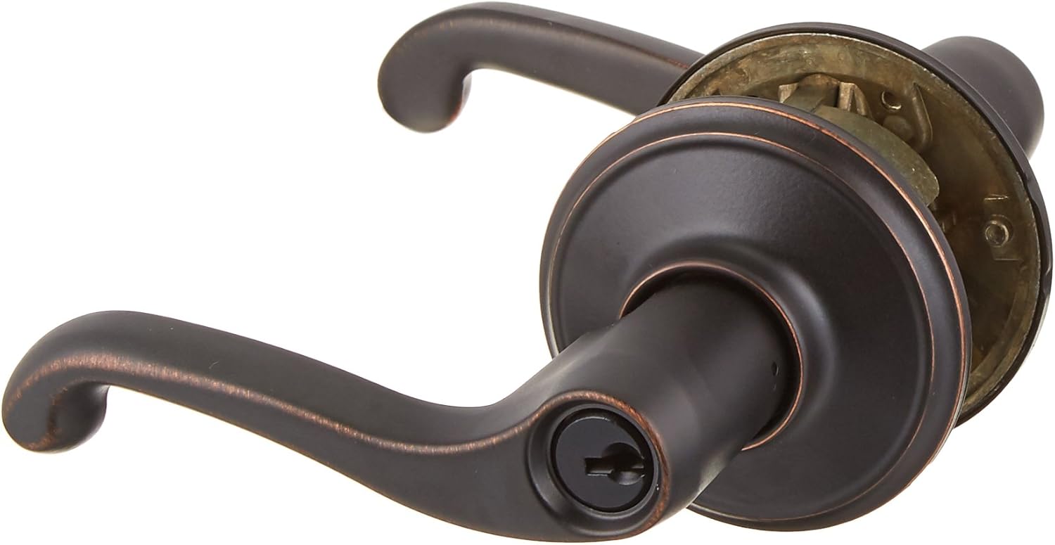 Schlage F51AFLA716 Aged Bronze Flair Keyed Entry F51A Panic Proof Door Lever