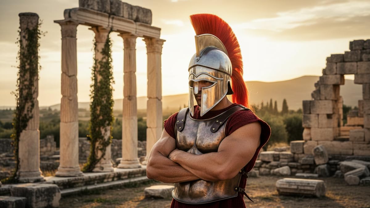 Casco armatura corinzia greca medievale con casco rosso Plume Knight Spartan Replica