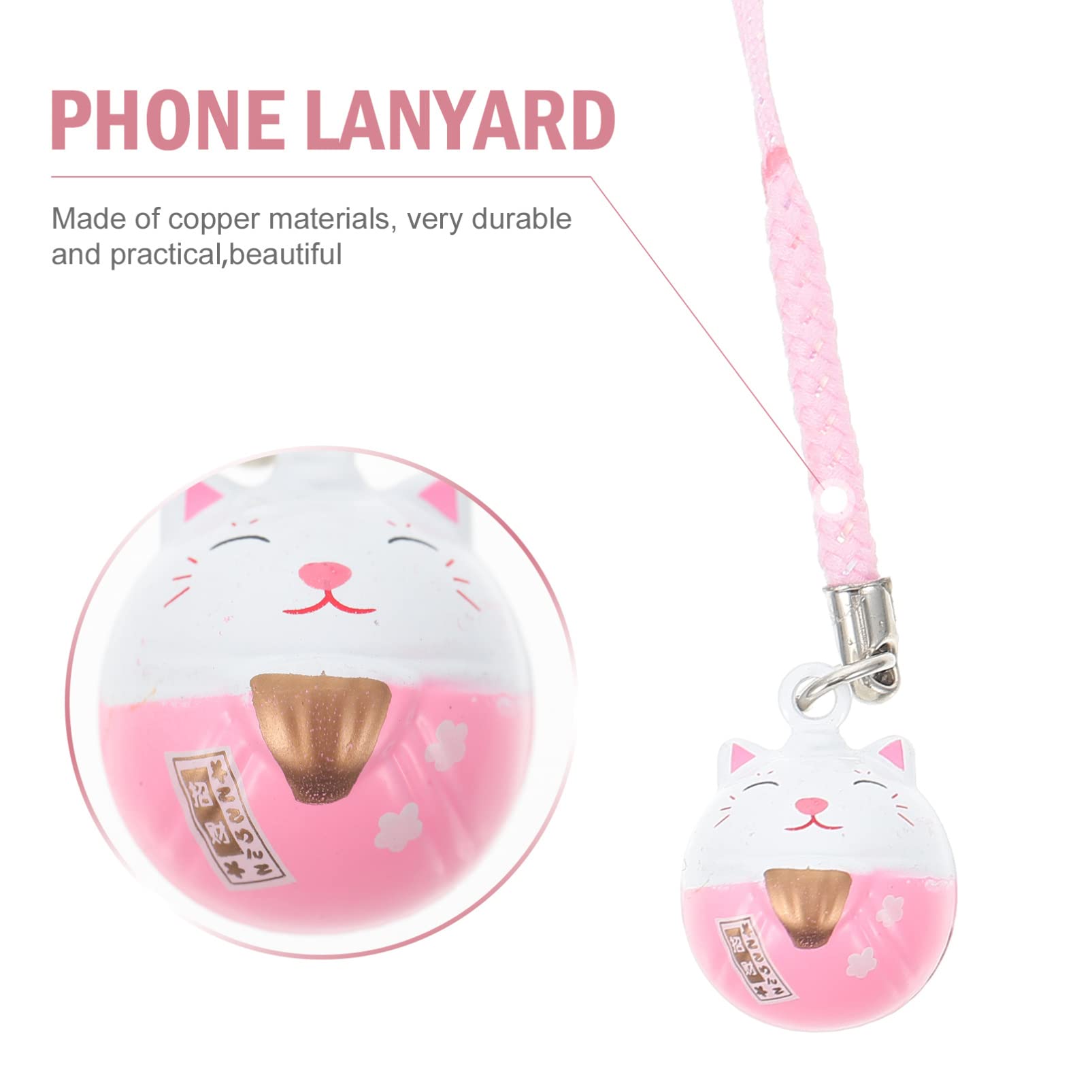 TOYANDONA Maneki Neko Lot de 5 breloques pour téléphone portable en forme de chat porte-bonheur en cuivre