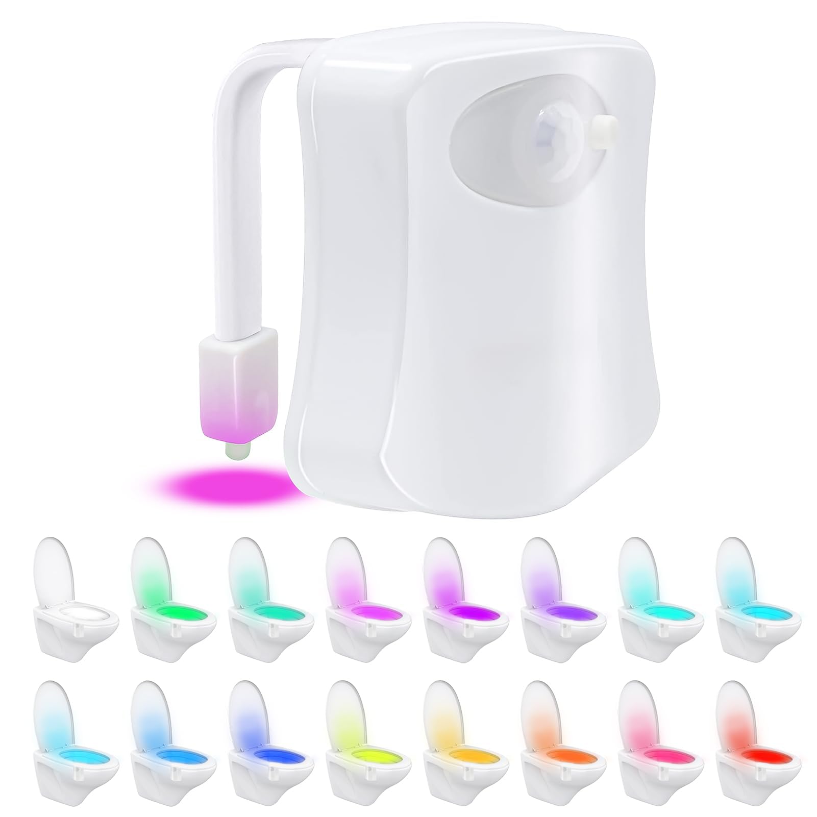 Toilet Light Inside Toilet with 16 Color Variations, Waterproof Automatic Motion Sensor LED Bathroom Toilet Bowl Light