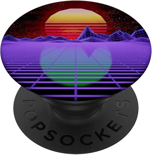 Synthwave Retrowave Synth Technology Abstract 80's Retro PopSockets PopGrip agarre intercambiable para teléfonos y tabletas