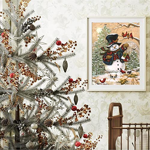 Image of Street27 Christmas Diamond Art Painting Kits for Adults - Snowman Round Full Drill Diamond Dots Paintings for Beginners, 5D Paint with Diamonds Pictures Gem Art Painting Kits DIY Adult Crafts Kits 12x16inch (Christmas Snowman)