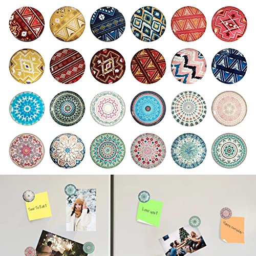 RISAKOGO 24 Stück Kühlschrank Magnete Set, Kühlschrankmagnete Dekorative Magnete Kühlschrank 3D Glas 30mm Cabochon Haftmagnete mit Blumen Muster für Magnettafeln, Whiteboards, Pinnwand Büro Schränke Cover