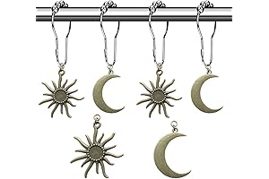 Sun, Moon, and Celestial Shower Curtain Hooks for a Mystical Bohemian Bathroom