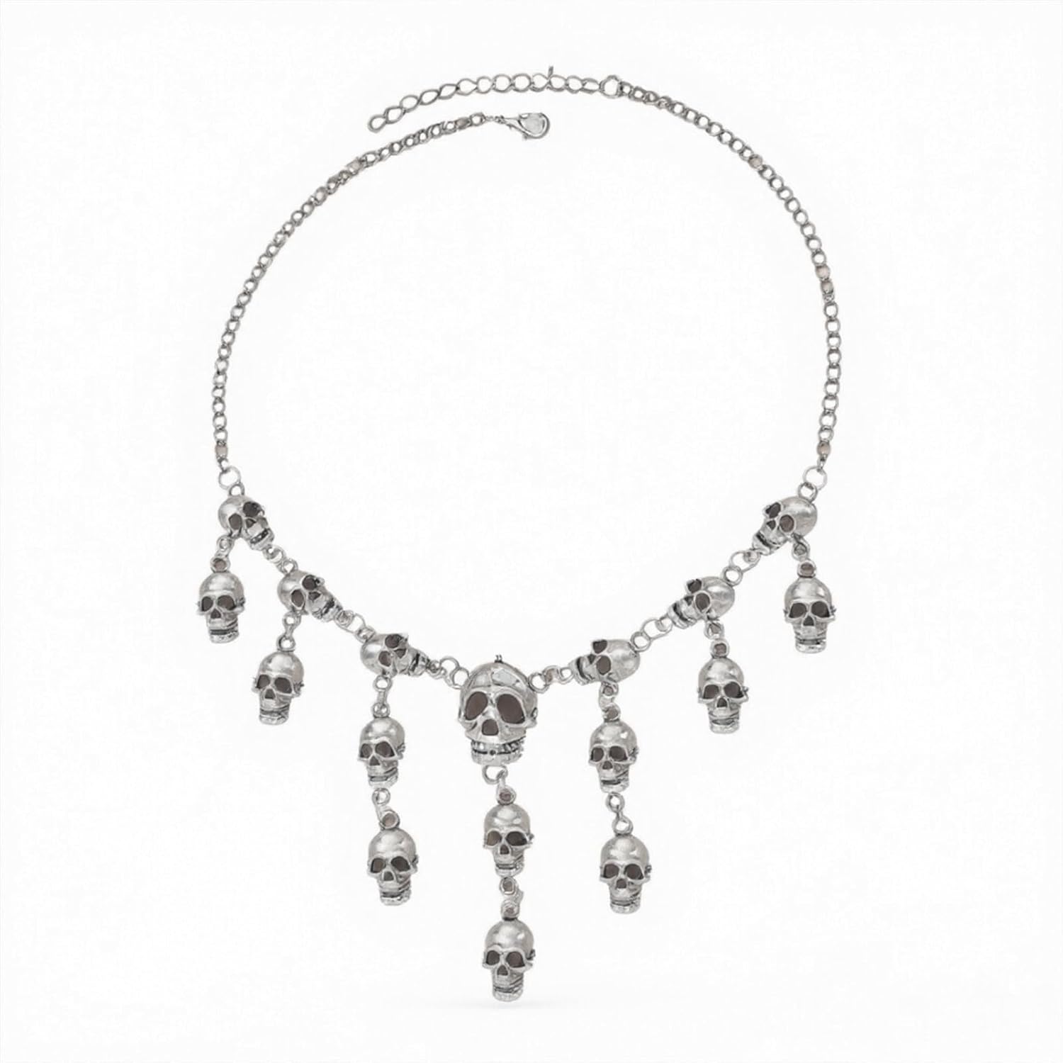 Halloween Skull Necklace for Women Gothic Skull Head Pendant Tassel Necklace Vintage Punk Skeleton Necklaces Halloween Jewelry Gifts - Image 6