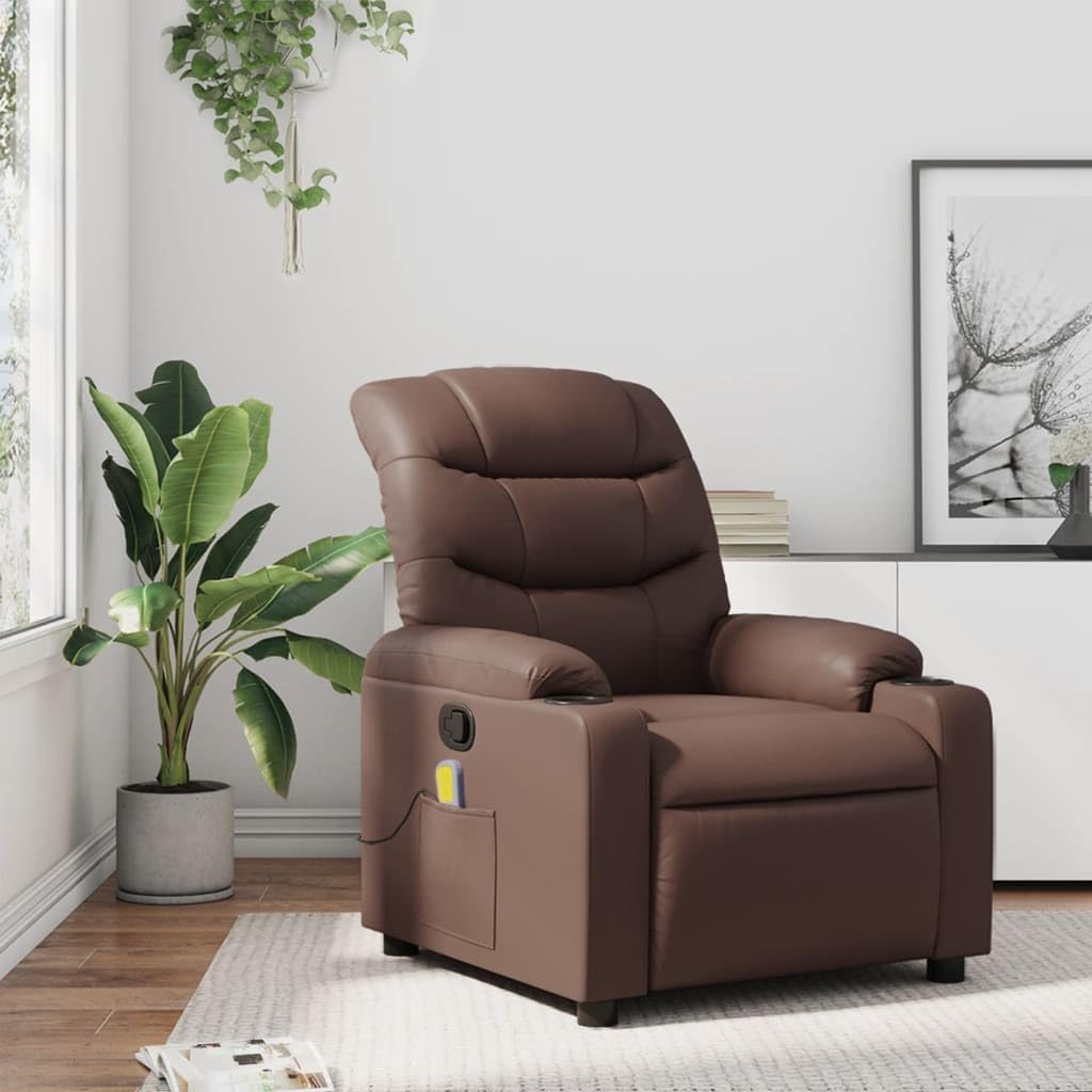 ShGaxin Fotel do masażu z brązową skórą syntetyczną, fotel relaksacyjny, fotel do masażu, fotel relaksacyjny elektryczny, fotel relaksacyjny do domu, fotel relaksacyjny, wygodne fotele, sofa Tantra