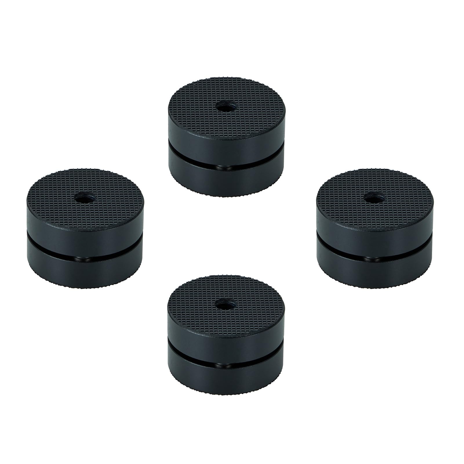 Haut-Parleur Pointes de Découplage avec Conception à Billes d'acier de précision, 4 Pièces Pieds Enceintes HiFi avec Base Pad Tapis, Support pour Lecteur CD, DVD, Audio Isolation, Noir