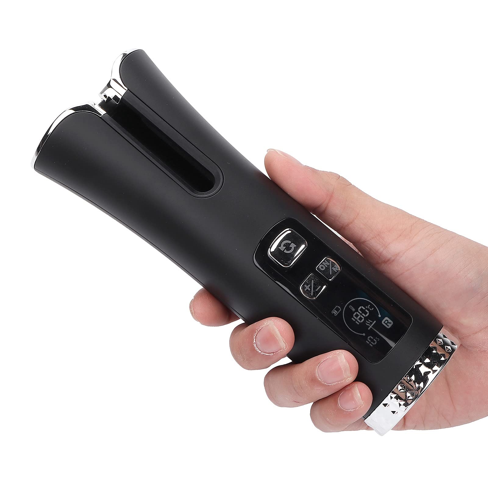 para rizador de cabello automático inalámbrico, batería incorporada de 5200 mAh, turmalina de cerámica, pantalla LCD, rizado sin esfuerzo, calentamiento rápido, rizos