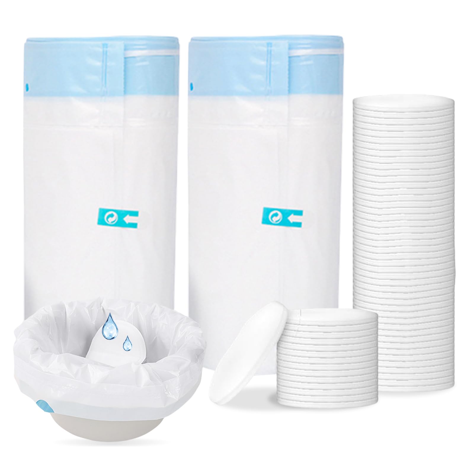 Sacs Chaises Percées: 40 Pièces Sacs De Chaise Percée Et Coussinets Absorbants, Sac Adulte Toilette Sèche, Doublures De Chaise Percée Portables, Sac Hygiénique pour Chaise pour Chaise Percée