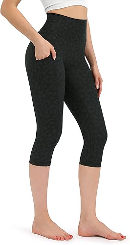 Miniatura 2 de ODODOS - Leggings tipo capri de mujer, no se traslucen y modelan el abdomen, con cintura alta y bolsillos para hacer yoga, atletismo, ejercicio