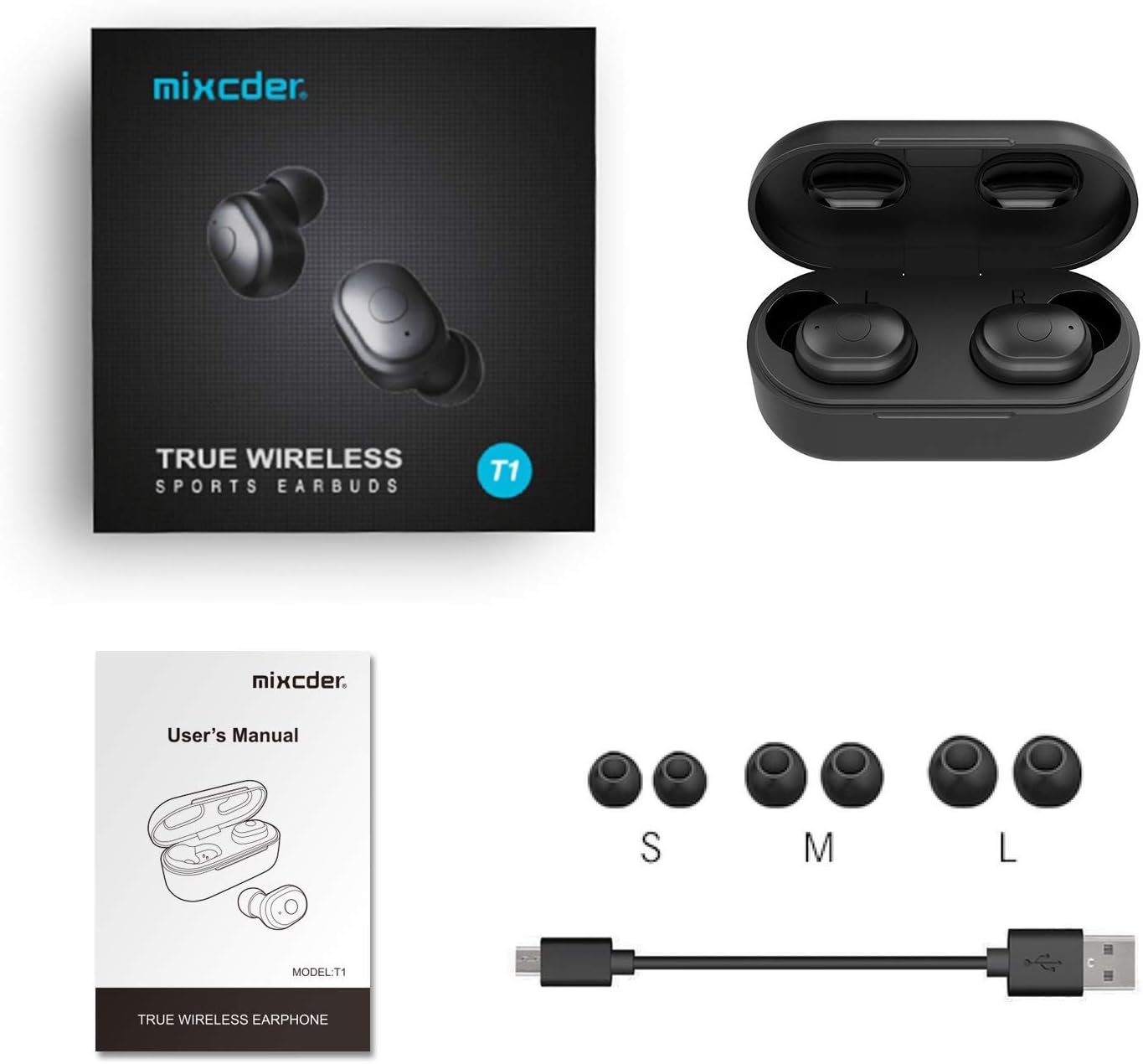 70% оƒƒ Evеrуthіng Wireless Earbuds with Mini Charging Case, Mixcder T1 Bluetooth 5.0 True Wireless Stereo Earbuds with CVC8.0 Noise Canceling Microphone, 20 Hours Playtime, Hands-Free Calls, One-Step Pairing (Black)