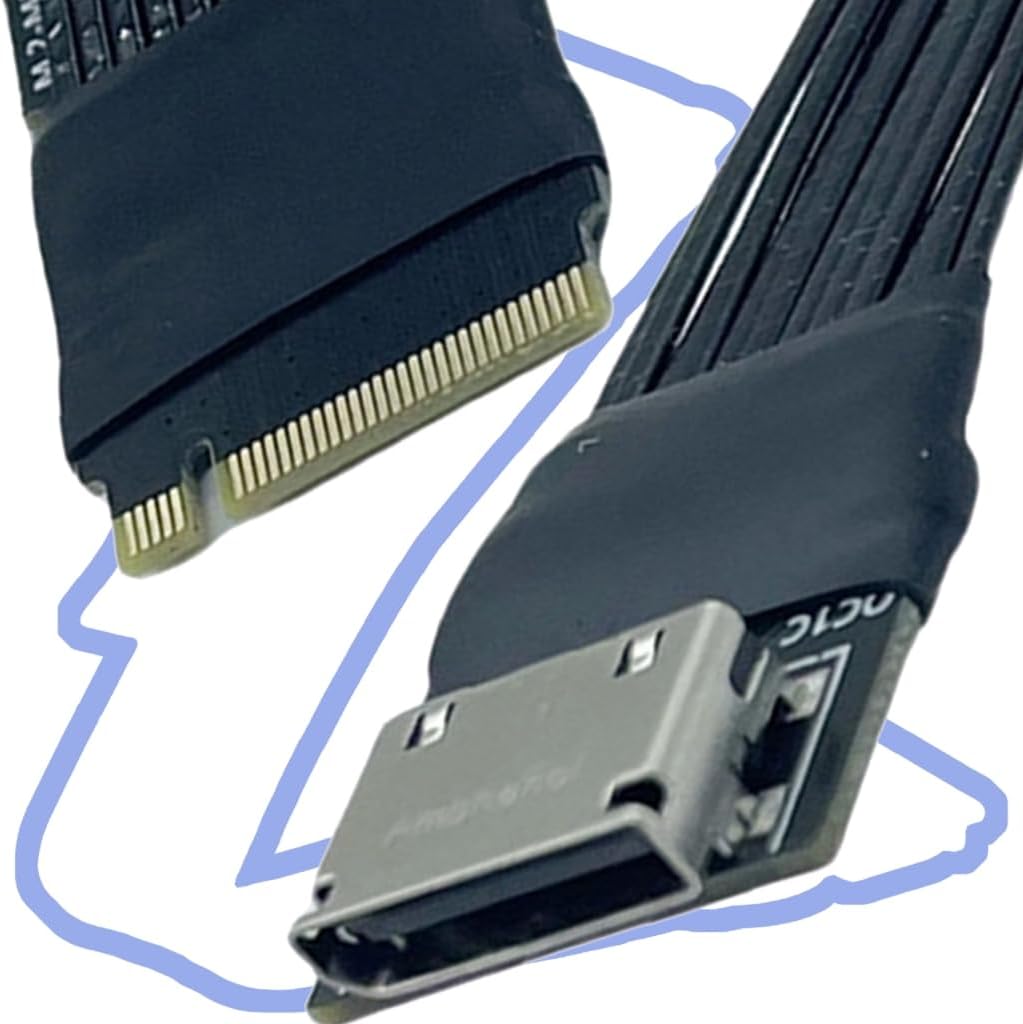 Server M.2 to Oculink PCIe4.0 Adapter Fast Speed 64Gbps Shielded Transfer Cable