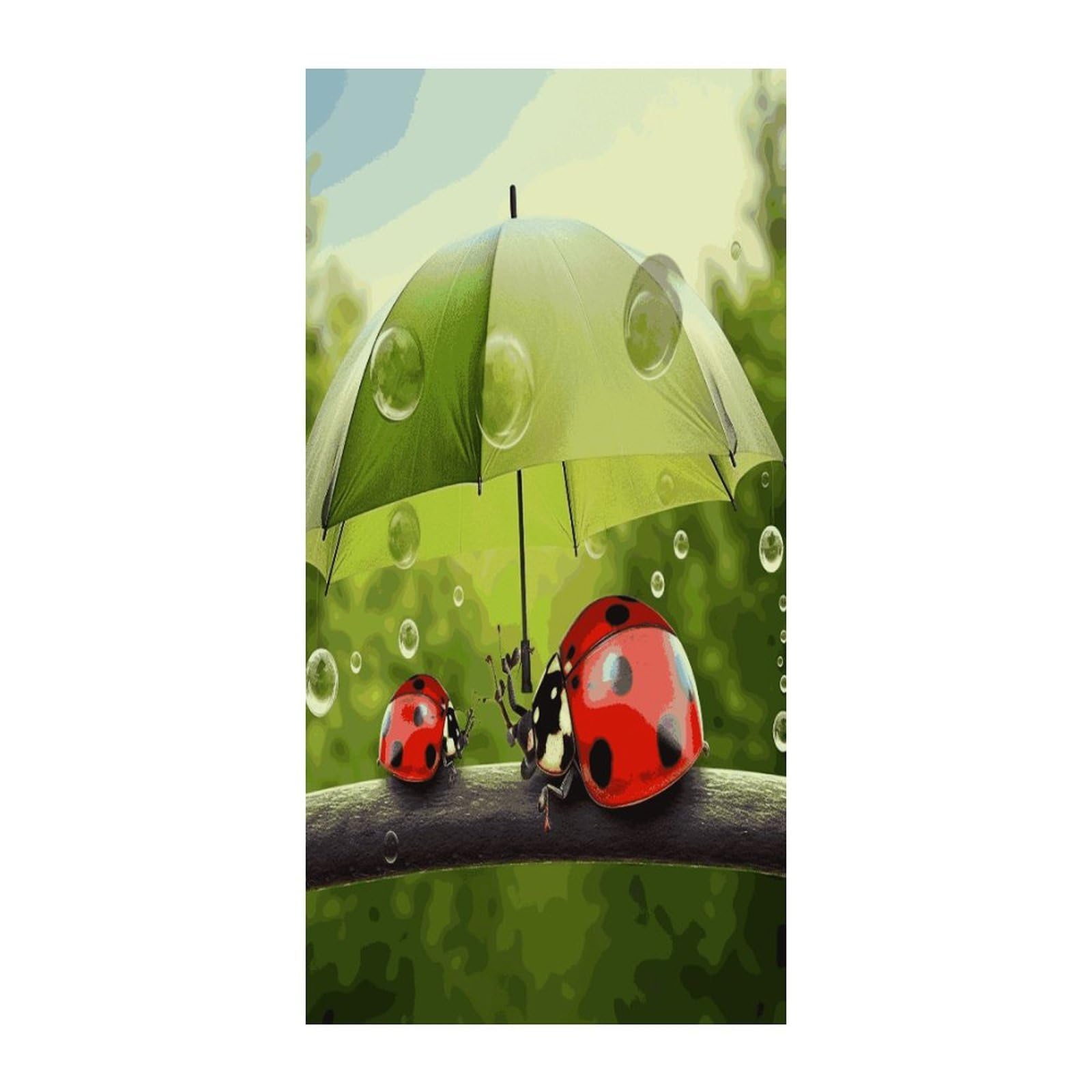 Fekiloot Style Funny Ladybug Holding Umbrellas Door Curtain Room Divider Curtains