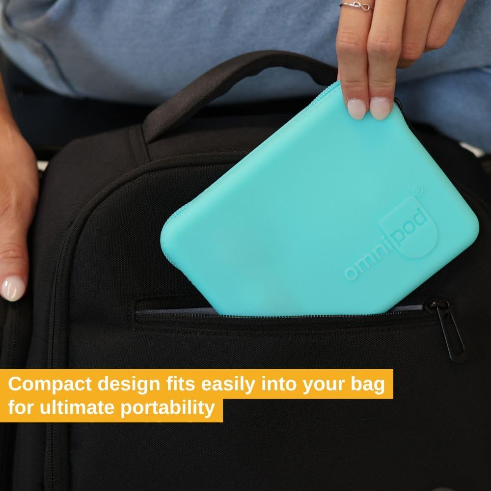 Sugar Medical Omnipod Protective Travel Case | Silicone Storage fits an Insulin Vial and One Pod| Diabetic Care Products | Diabetes Supplies Organizer (Aqua)