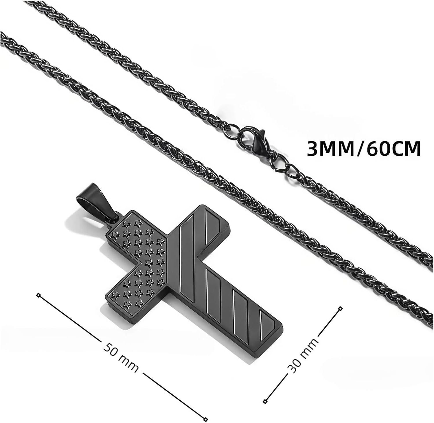 2Pcs Cross Necklace for Men & Women, Stainless Steel Silver/Black Cross Pendant Chain, Catholic Baptism Gifts for Men Jewelry Box Included - Image 8