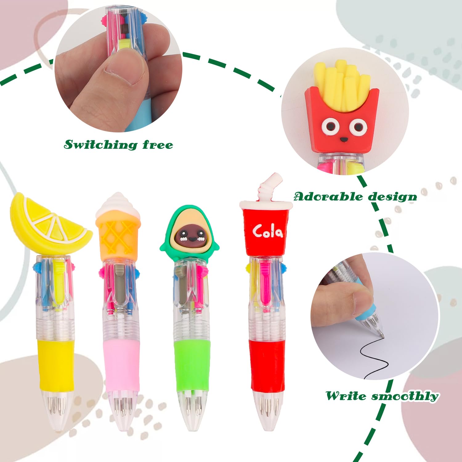 34 Penne Multicolore 4-in-1 Per Bambini - Tema Animali Kawaii, Gadget Compleanno E Festa, Regalini Per Invitati