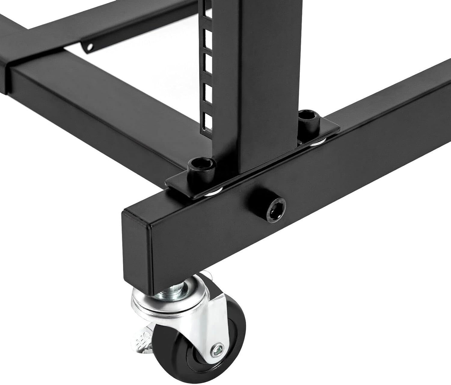 12U DJ Audio Mixer Stand Open Frame, Free Standing Rolling DJ Mixer Stand Adjustable Mixer Platform Rails for Music Studio Booth Pro Audio Recording Cabinet, Black