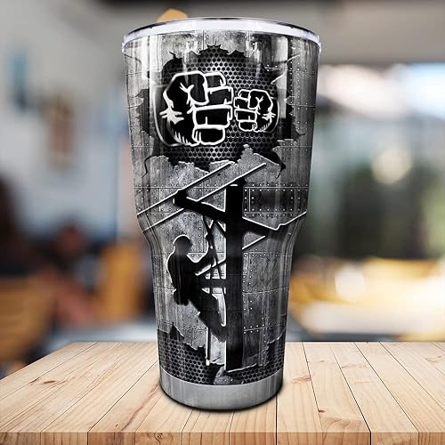 Miniatura 4 de N NAMESISS Vaso de Lineman impreso por completo, personalizable Lineman Dad Tumbler, The Lineman The Myth The Legend, regalo para el trabajador de