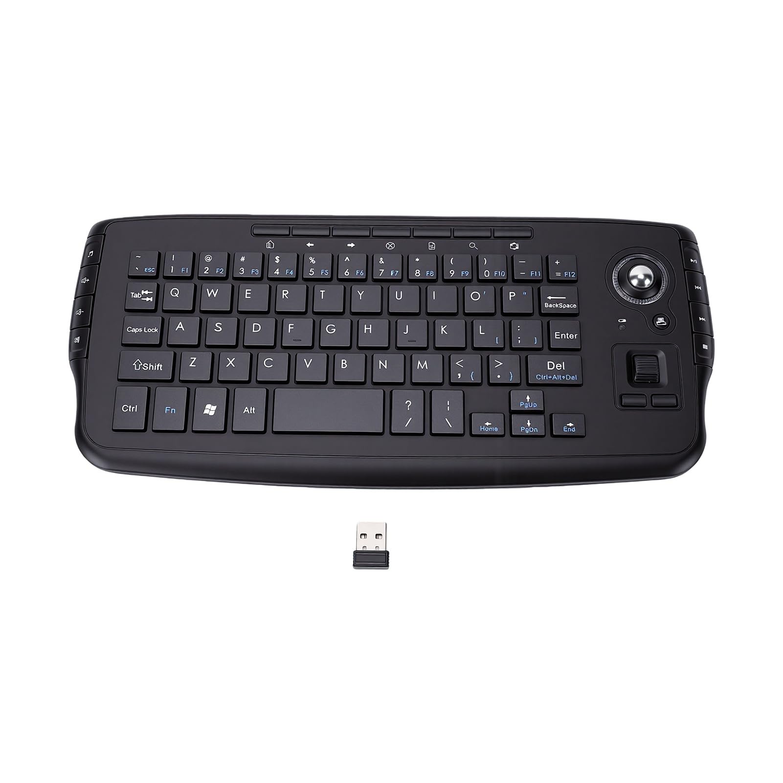 Teclado Inalámbrico con Trackball, Teclado Completo para PC for Box, HTPC, IPTV y Consola de Juegos