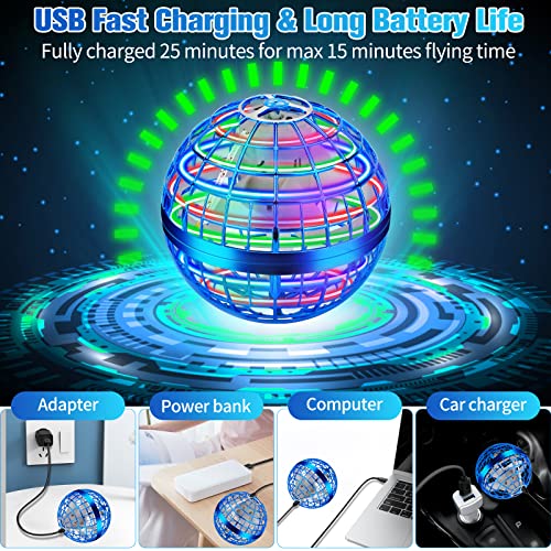 Flying Orb Ball,2023 Magic Flying Ball Toys Galactic Fidget Spinner With Led Lights,Mini Drone Boomerang Soaring Flying Toy Rechargeable For Kids Adults Indoor Outdoor Drones Toy Gifts Boys Girls Blue #TOP6