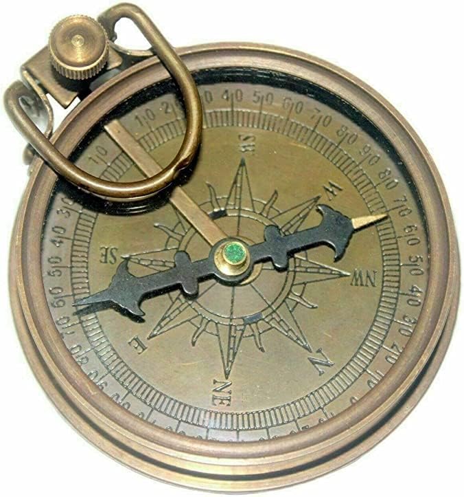 Nautical Round Compass Brass Vintage Antique Pocket Style Gift Solid Maritime Compass, Camping Travelling Equipment Marine Working