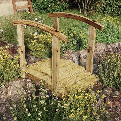 Vetnasa Puente de jardín con barandilla Madera Maciza Pino impregnada Casa y jardín, Jardín, Artículos de Exterior, Estructuras de Exteriores, Puentes de jardín Marrón 43,87 KG