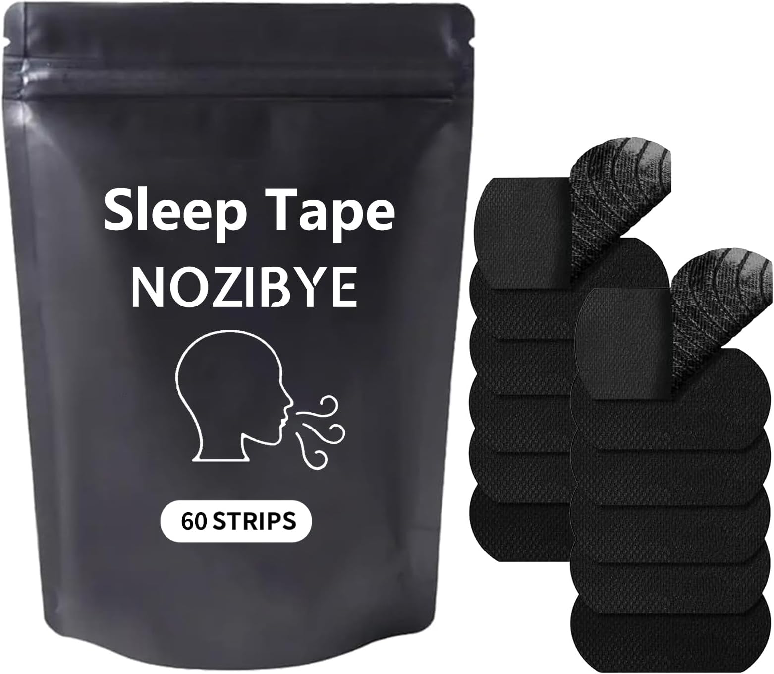 Anti Snoring Mouth Tape for Sleeping, Anti Snore Sleep Strips, Breath Right Stop Snoring Devices | Pack Of 60 Sleep Strips (Black)