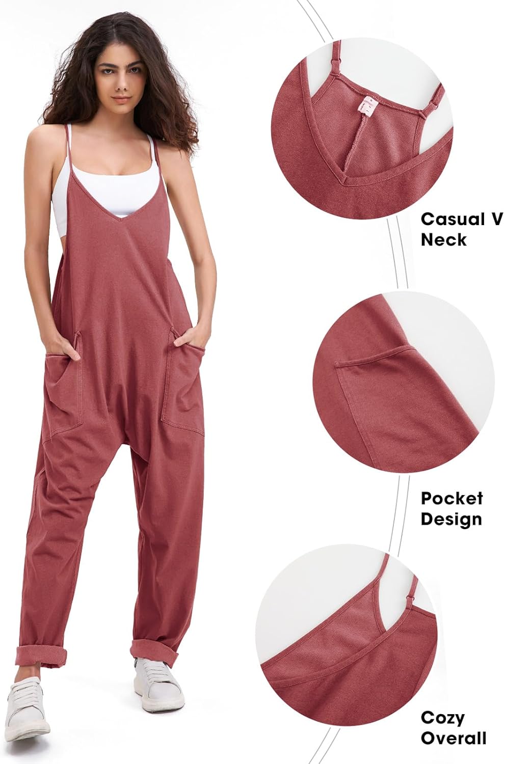 EXLURA Womens Casual Summer Jumpsuits 2026 Romper Bib Outfits Beach Vacation Denim Trendy Fashion Overalls with Pockets - Image 3