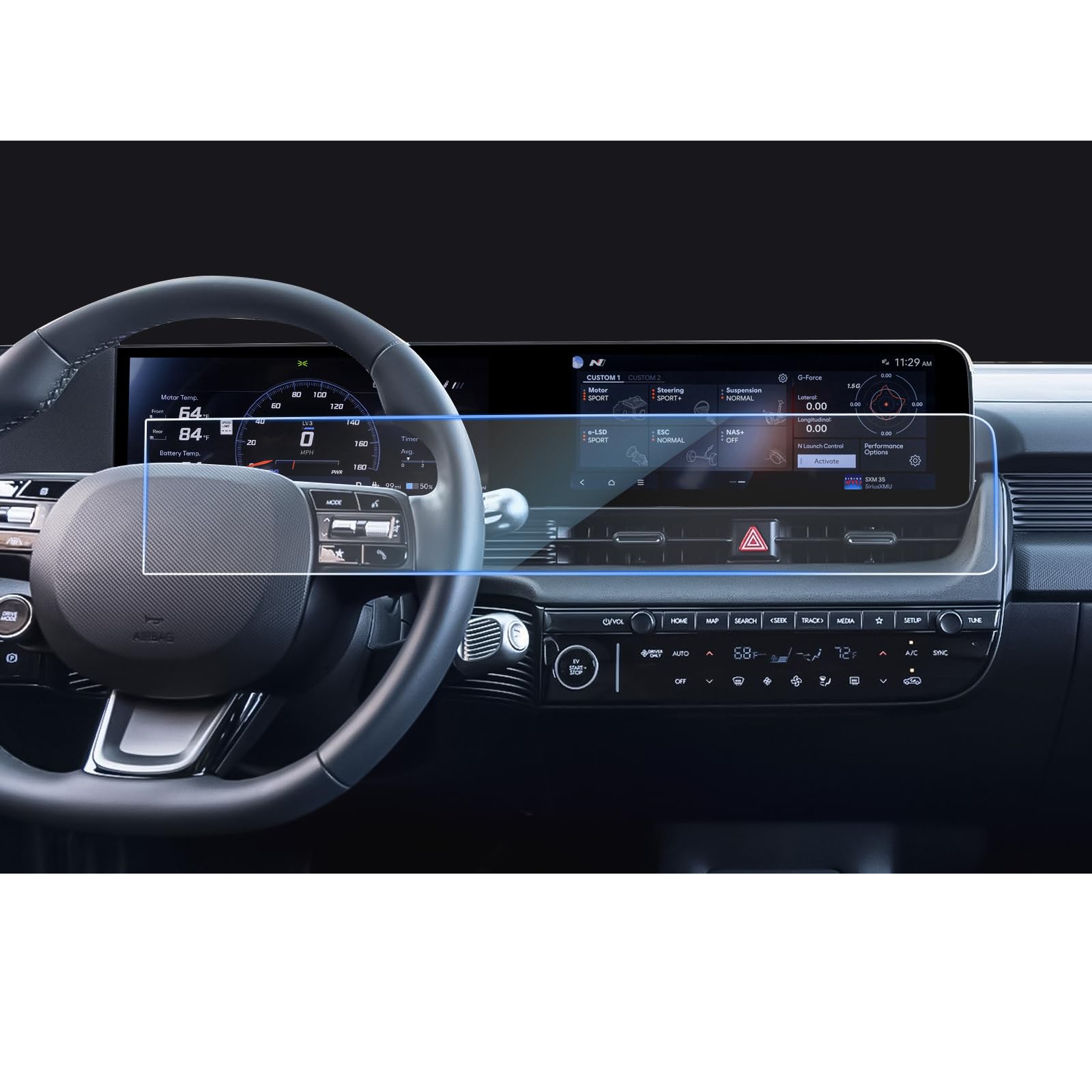 CDEFG Kompatibel mit Hyundai Ioniq 5 N 2025 Facelift Navigation Schutzfolie Tempered Glas Kratzfest 12,3 Zoll GPS Displayschutzfolie Auto Folie Ioniq 5 N Zubehör