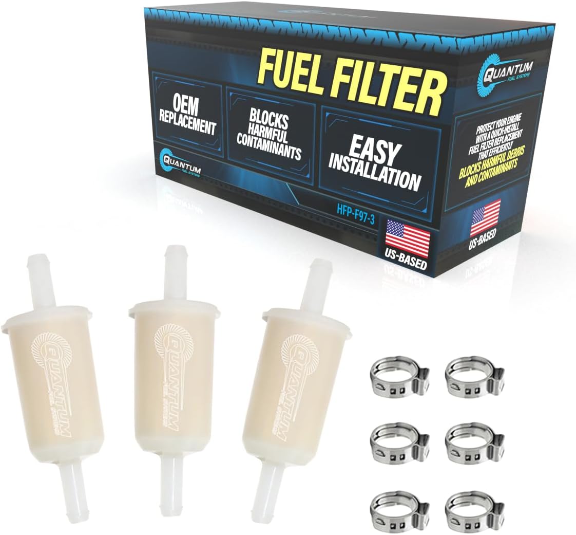 QFS Fuel Filters, Replacement for Mahle KL97OF, 3-Pack, Universal Motorcycle, ATV/UTV, Snowmobile Fitment