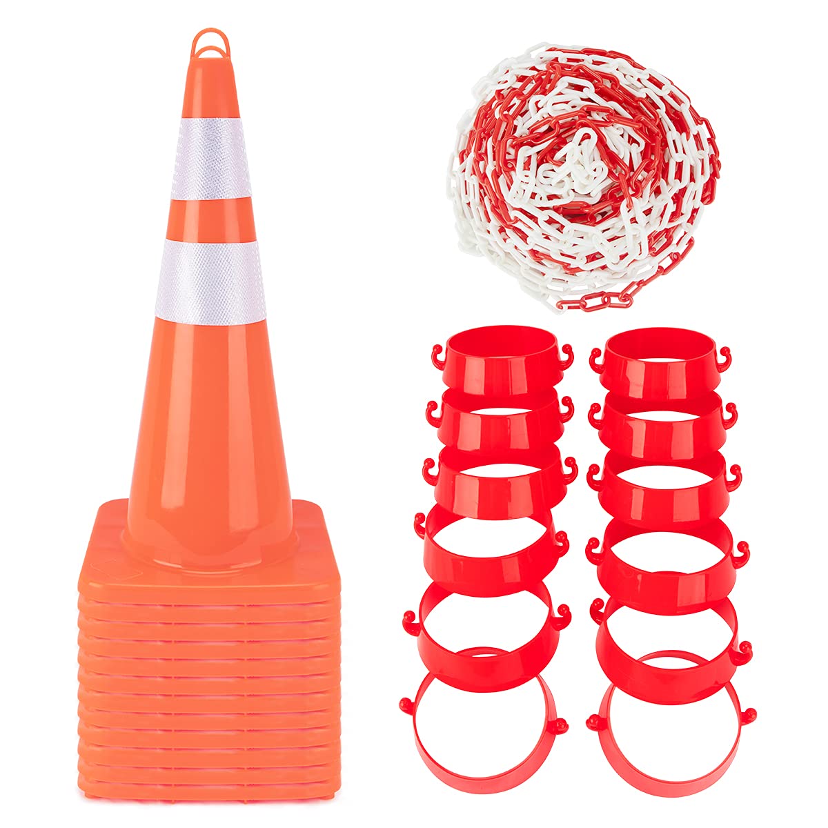 [ 12 Pack ] 28" Traffic Cones Plastic Road Cone PVC Safety Road Parking