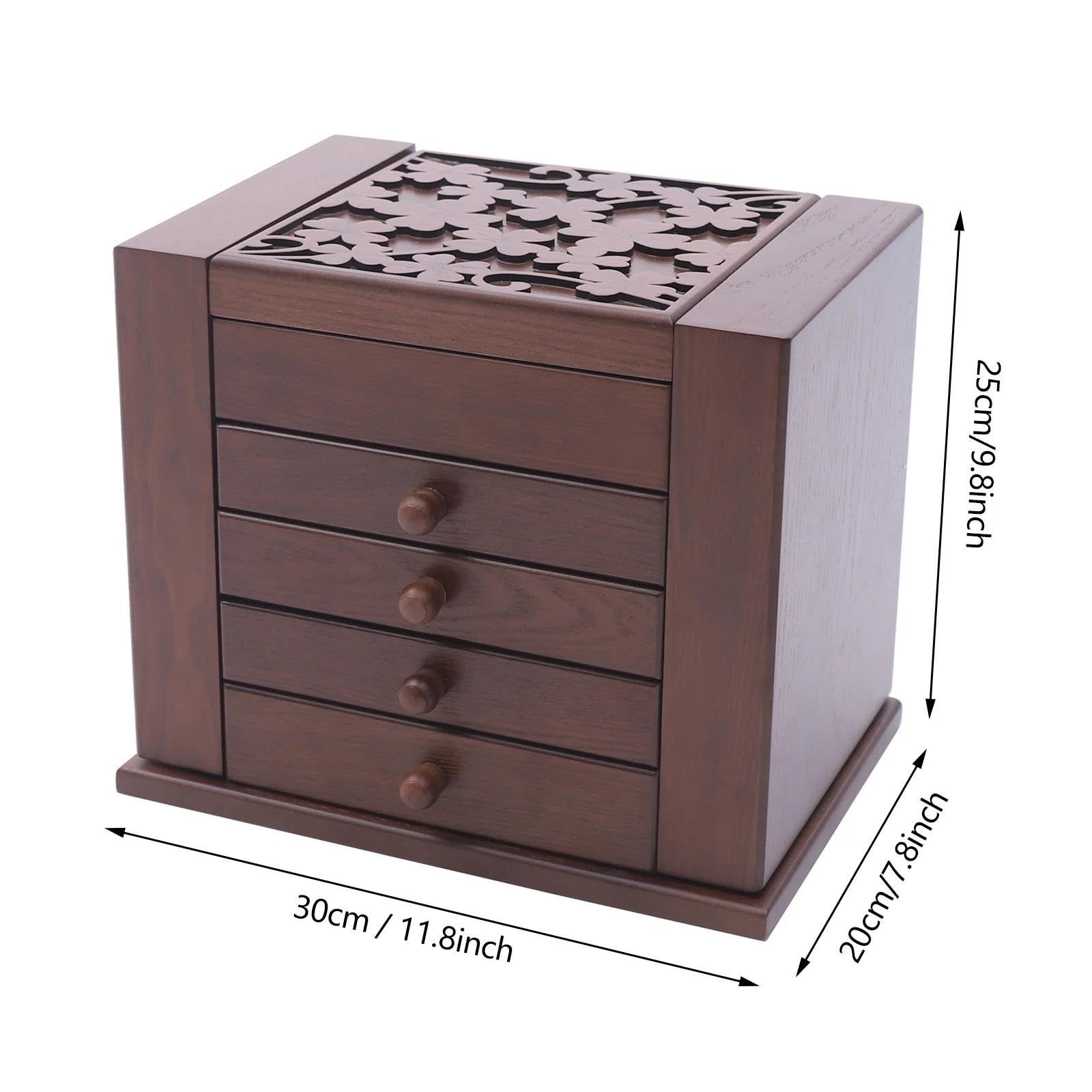 Joyero Viaje Joyero Estilo Cajón Brown 5 Acoda Almacenamiento Madera Rústico Organizador Joyeros