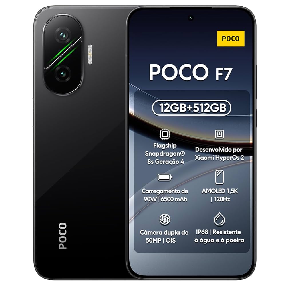 POCO F7 Smartphone, 12GB+512GB, Black, Flagship Snapdragon