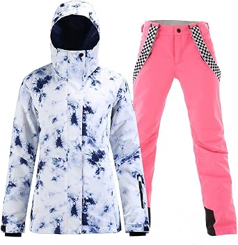 RIUIYELE Womens Ski Suit Windproof Waterproof Snowboard Colorful Printed Ski Jacket and Pants Set 099jacketstyle3, L