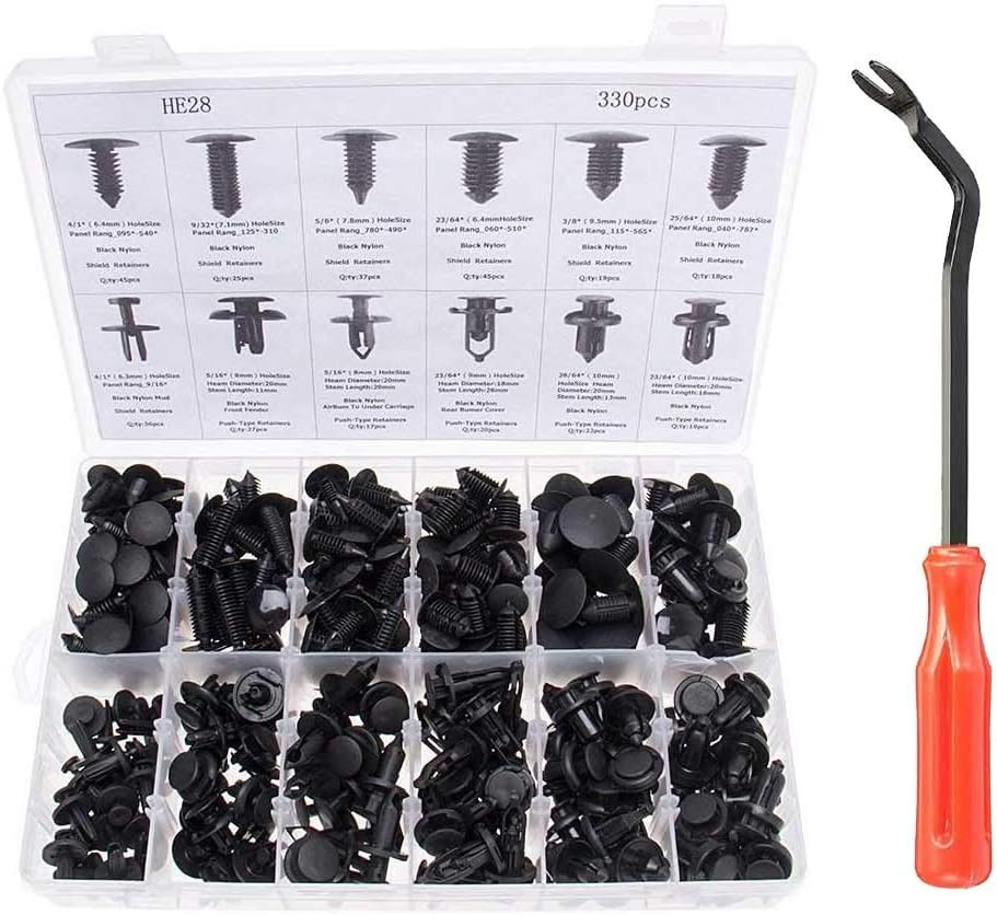 ANTS PART 330Pcs 12Sizes Car Plastic Rivets Fasteners Push Type Pin Rivets Clips Trim Kit for Ford Honda GM Acura Chrysler ETE