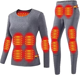 Womens Thermal Underwear Set USB-Heated Thermal Underwear Set with 28 Heating Zones Power Supply Not Included