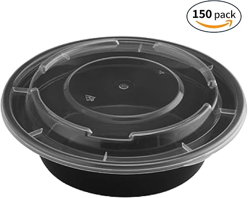 Miniatura 10 de TIYA - Recipientes de comida para llevar, 40 onzas, paquete de 150 unidades con tapas, cuencos redondos de plástico para almacenamiento de