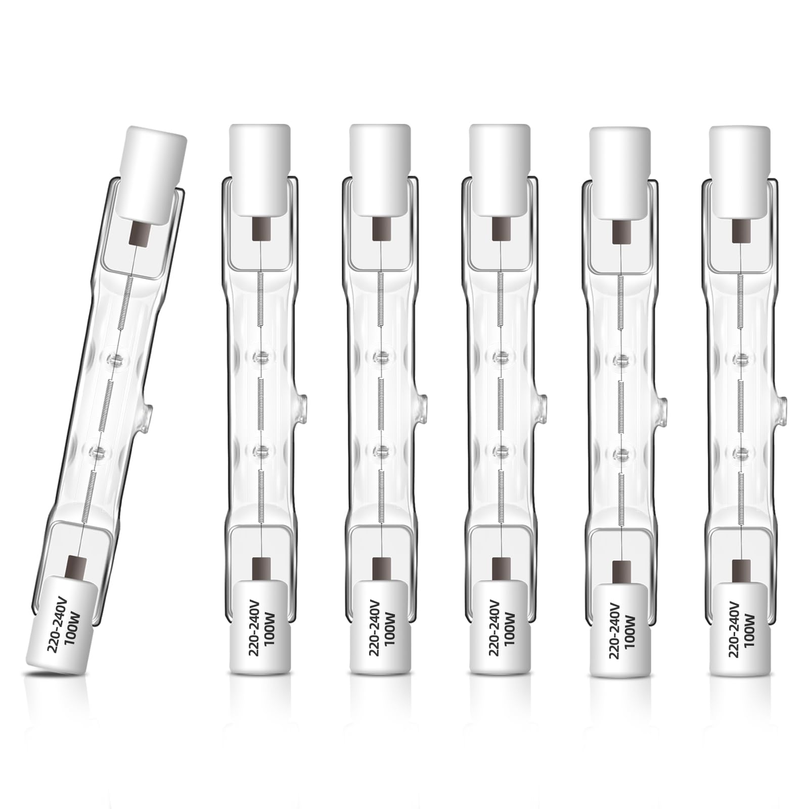 Caldarax 6 Stück R7s Halogenstab 78mm 100W Dimmbar, R7s Halogen Leuchtmittel, 2700K Warmweiß, 1500LM, AC 230V, J78 Halogenlampen für Fluterlicht, Stehlampen, Landschaftslichter, Arbeitsleuchten
