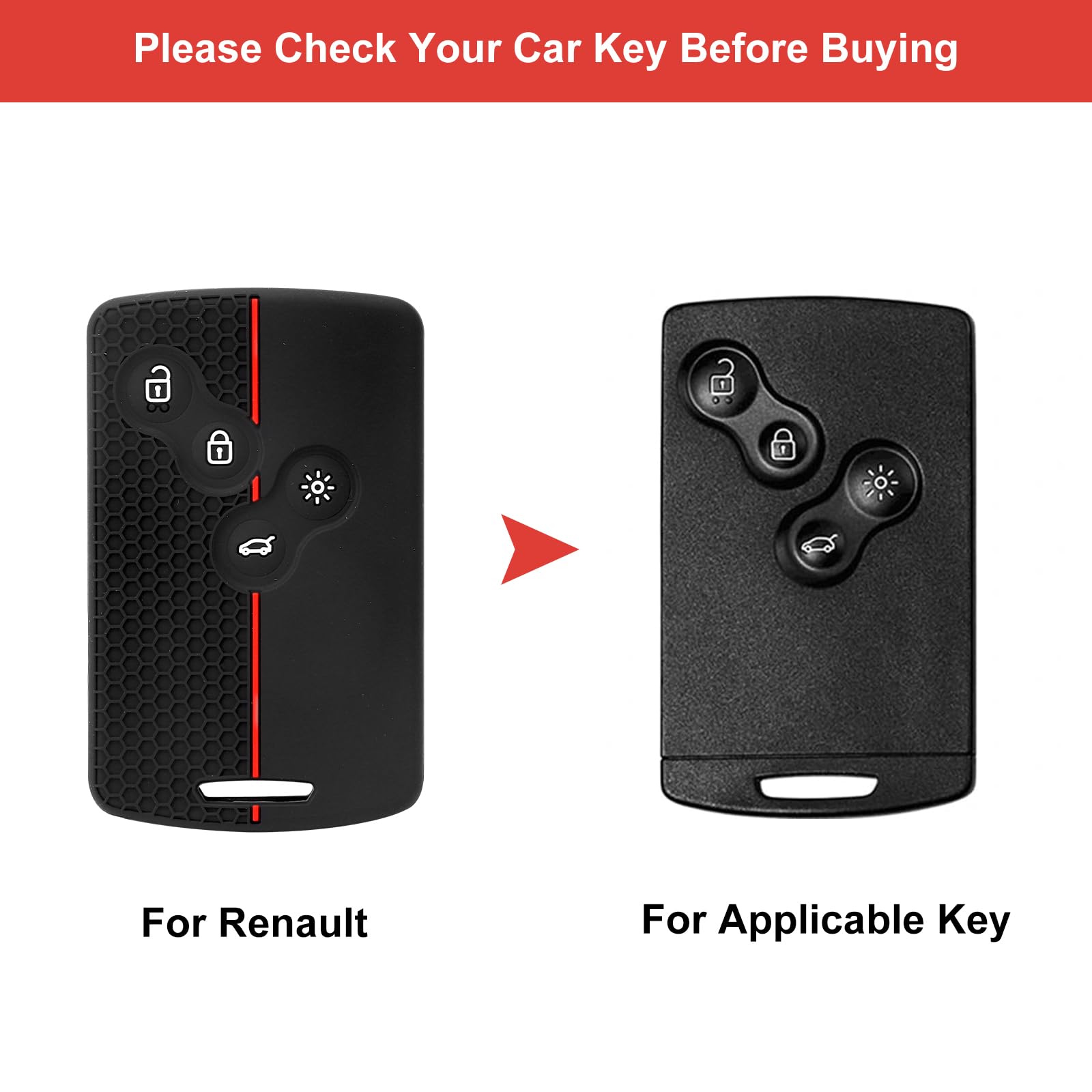 VOSSOT Zestaw 2 etui na kluczyki samochodowe kompatybilne z Renault, etui na kluczyki samochodowe Renault Clio, Scenic, Megane, Duster, Sandero, Captur, Twingo, silikonowe etui na klucze, kompatybilne