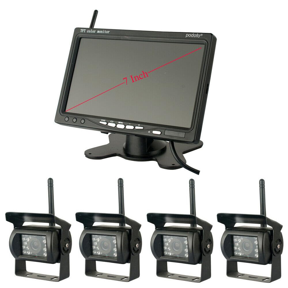 Bezprzewodowa kamera cofania do samochodu, przyczepy kempingowej, kamera cofania, bezprzewodowa kamera cofania z 7-calowym monitorem LCD, wodoszczelna, widoczność w nocy, lusterko wsteczne, pomoc przy