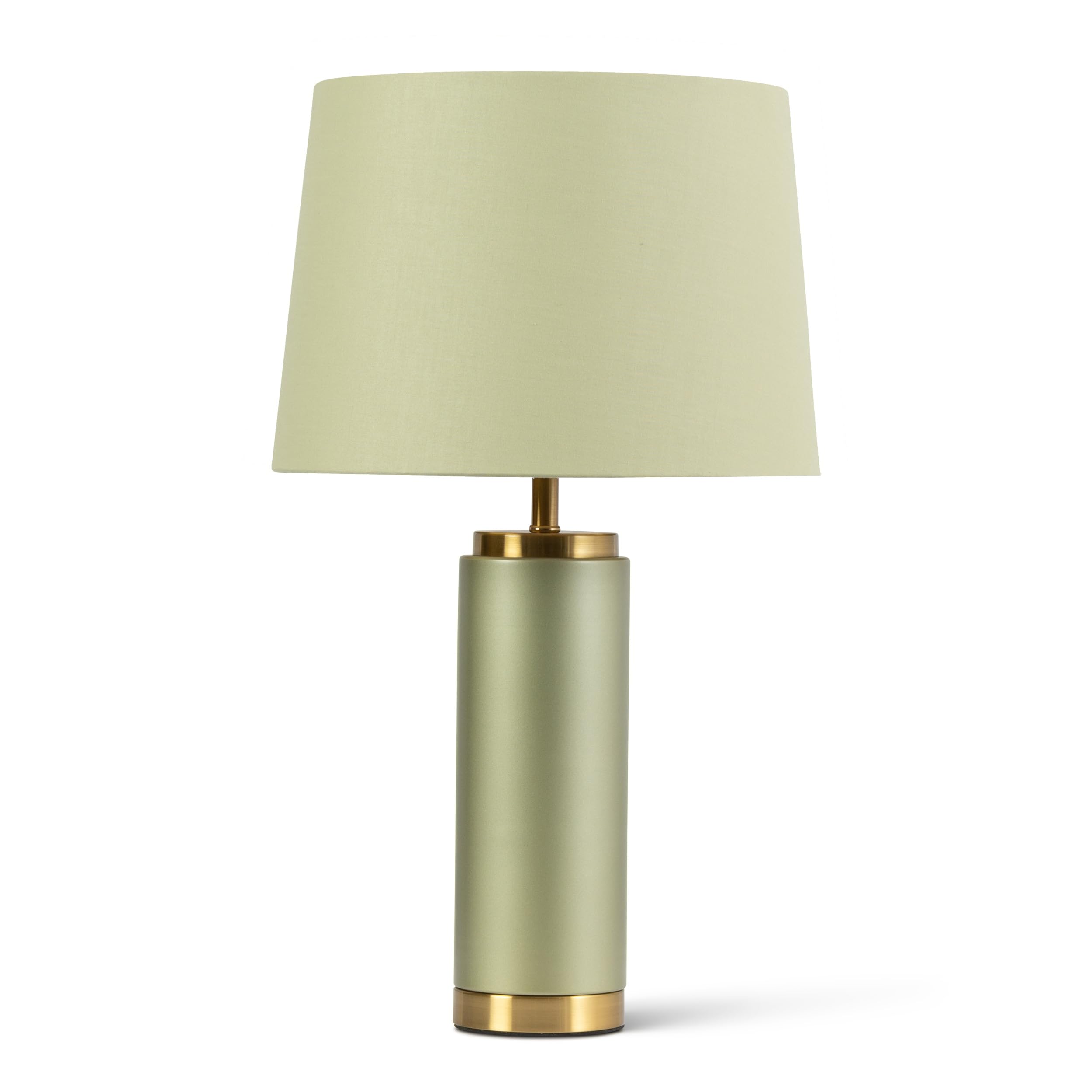 Frosted Sage Green Cylinder Table Lamp Ceramic Effect Base with Soft Fabric Shade ES E27 Compatible Stylish Bedside Lamp for Bedroom Living Room Modern Home Lighting (Cream Pleat)