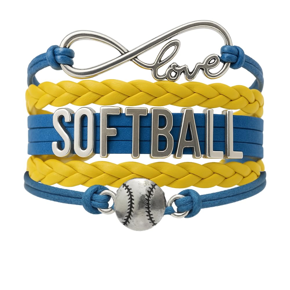 Softball Infinity Charm Bracelet- Softball Jewelry - Adjustable Bracelet for Softball Player, Team and Coaches Gifts