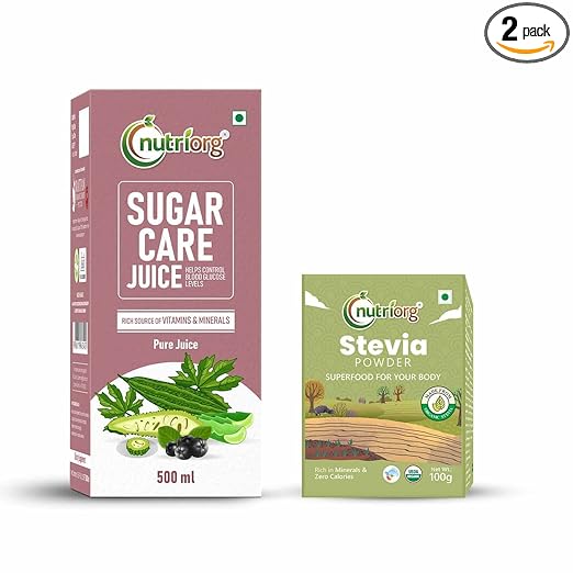 Nutriorg Sugar Care Juice & Stevia Powder (Combo Of 2) | Maintains Blood Sugar Levels