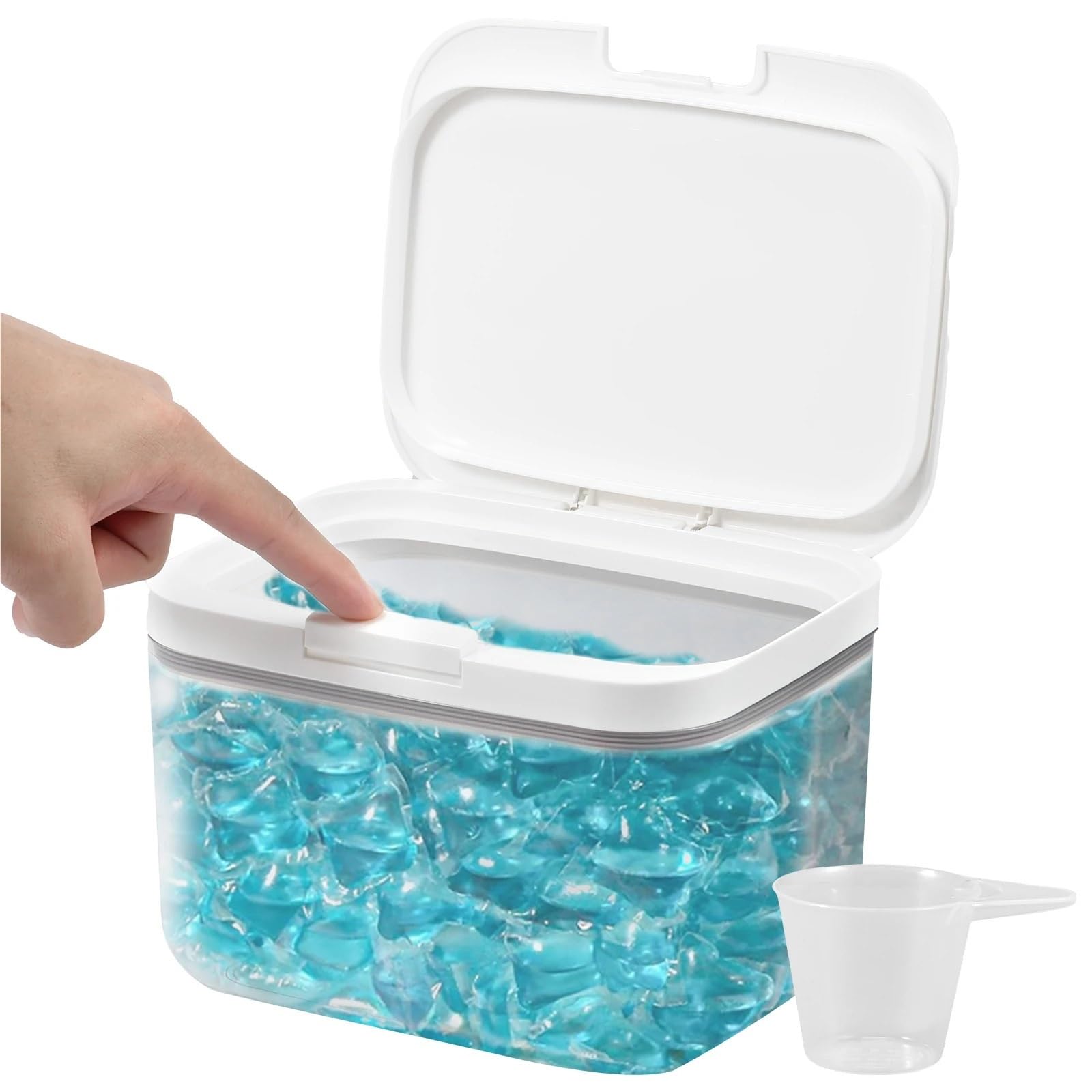 YDYAENIO laundry pods storage container Laundry Pods Container Pop-Up Dishwasher Pod Holder Large Capacity Storage Box Sealed(2.8L)