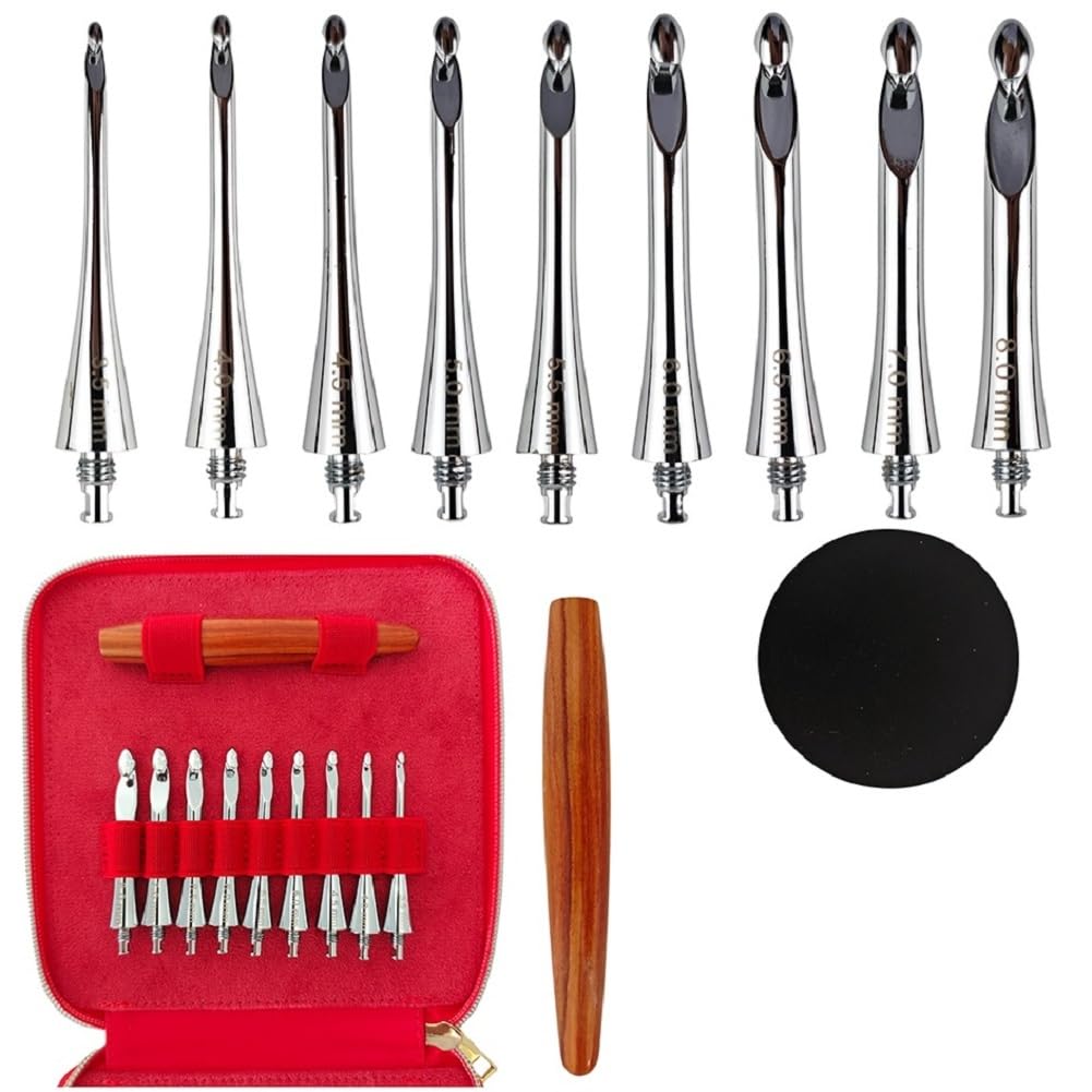Hndhbfgrt Interchangeable Aluminum Crochet Hook Set Aluminum Crochet Hook Set KnittingNeedles 3.5mm-8.0mm Ergonomic Crochet Hooks