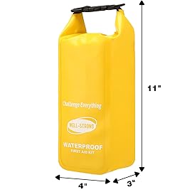 WELL-STRONG Waterproof First Aid Kit Roll Top Boat Emergency Kit with Waterproof Contents for Fishing Kayaking Boating Swimming Camping Rafting Beach Yellow